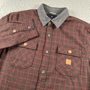 Roark Revival Shirt Mens M Brown Red Windowpane Wool Blend Button Up Workshirt
